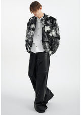 tie-dye fur leather niche jacket nc0008