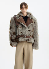 eco fur belt design jacket nc0009