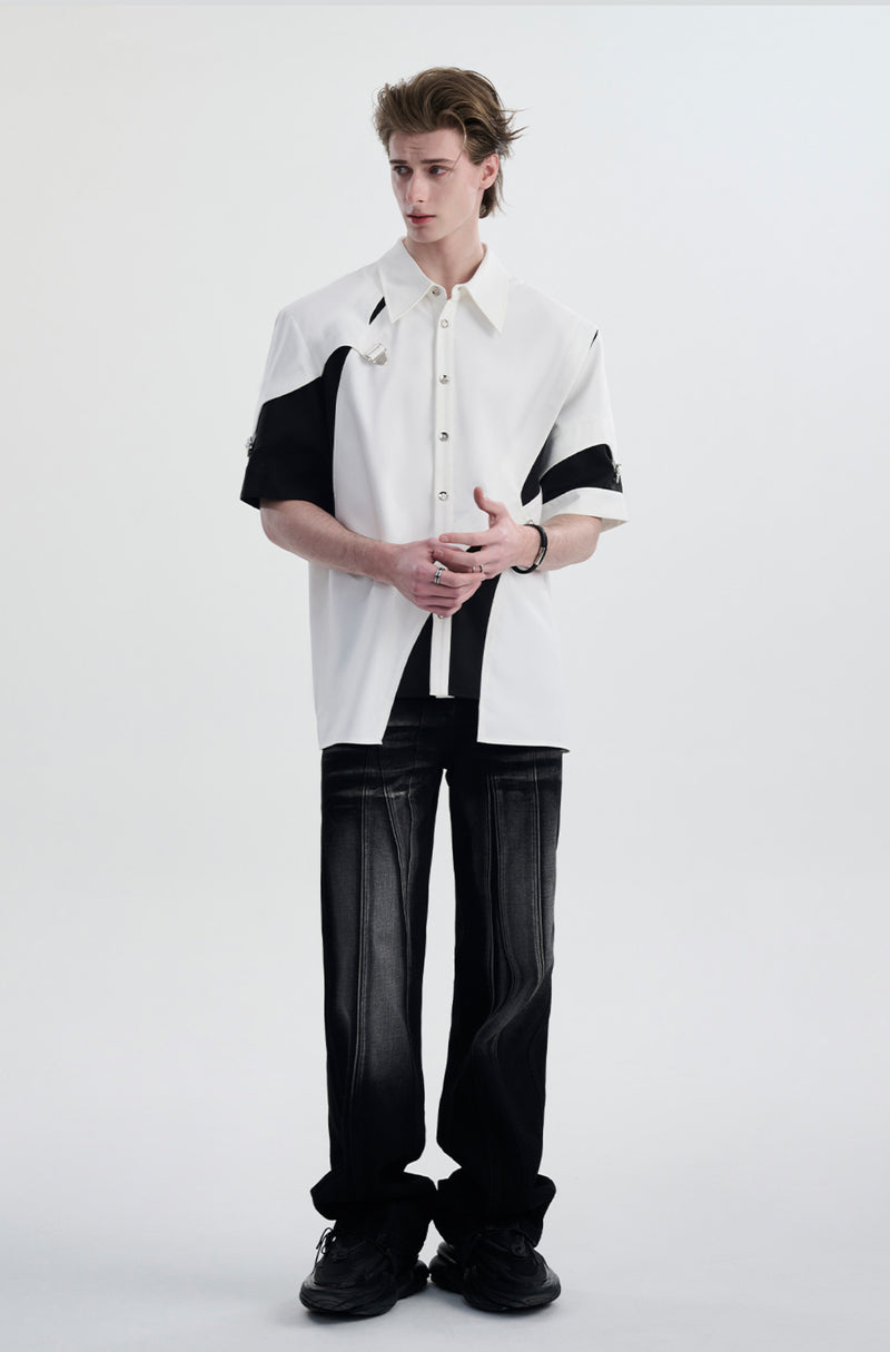 buckle asymmetric mode shirt nc0017