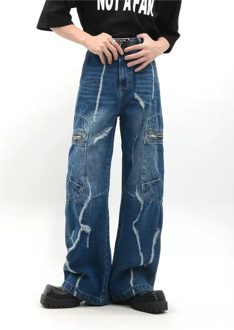 distressed wide denim pants nc0052