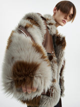 eco fur belt design jacket nc0009