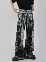 retro tie-dye loose denim pants nc0051