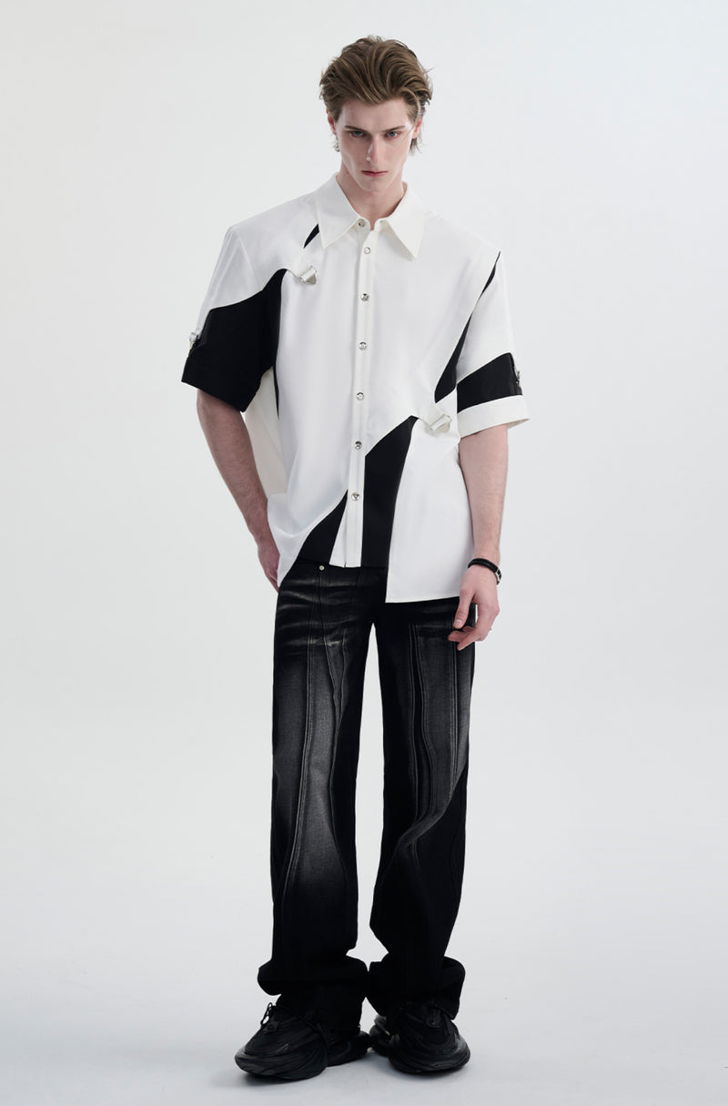 buckle asymmetric mode shirt nc0017