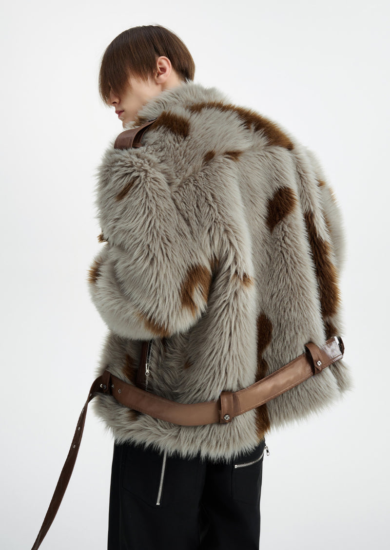 eco fur belt design jacket nc0009