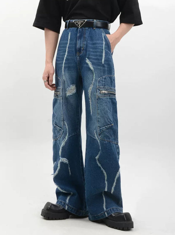 distressed wide denim pants nc0052