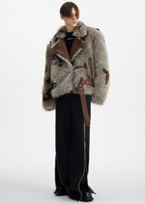 eco fur belt design jacket nc0009