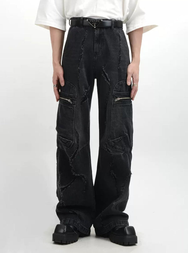 distressed wide denim pants nc0052