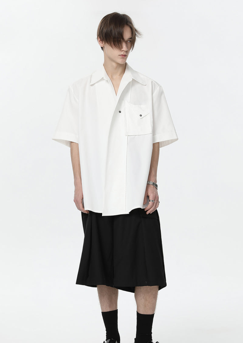 v-neck simple mode shirt (short sleeve) nc0050