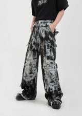 retro tie-dye loose denim pants nc0051