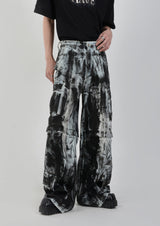 retro tie-dye loose denim pants nc0051