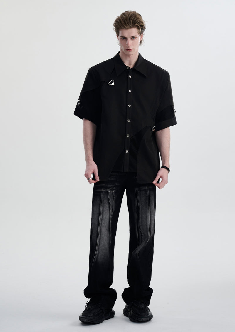 buckle asymmetric mode shirt nc0017