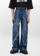 distressed wide denim pants nc0052