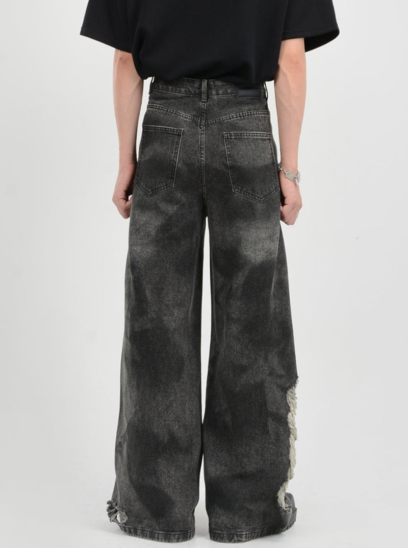 retro distressed flare denim pants nc0086