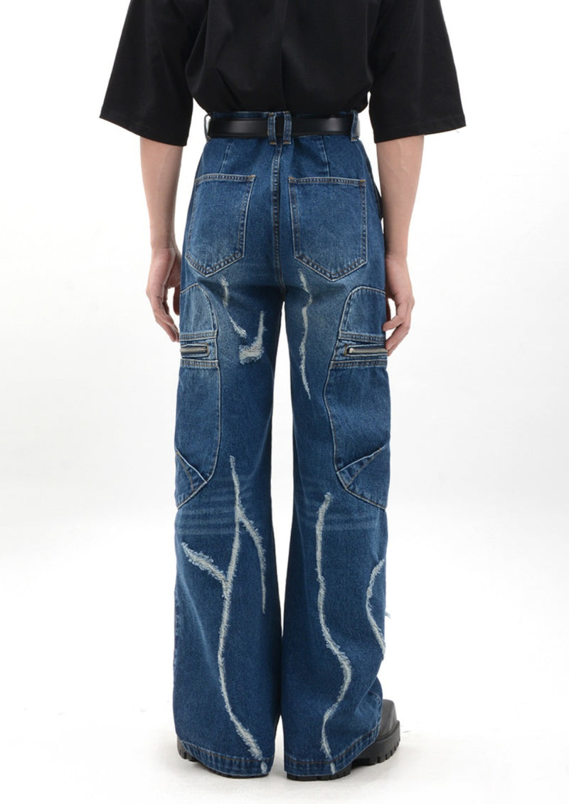 distressed wide denim pants nc0052