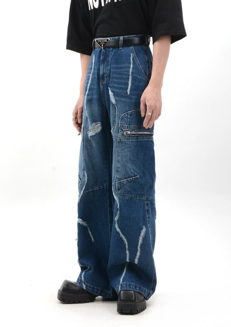 distressed wide denim pants nc0052