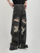 retro distressed flare denim pants nc0086