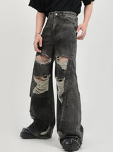 retro distressed flare denim pants nc0086