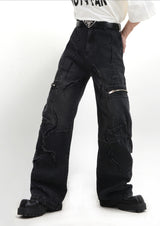 distressed wide denim pants nc0052