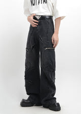 distressed wide denim pants nc0052