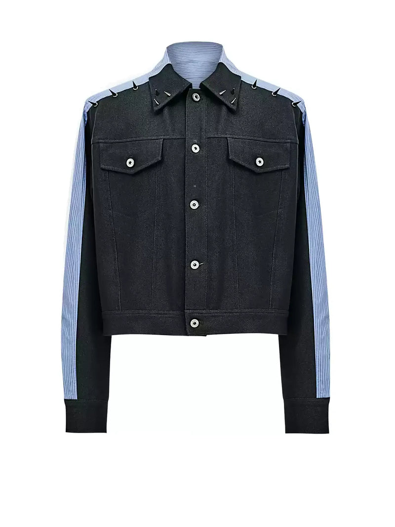 bicolor denim studded shirt nc0163