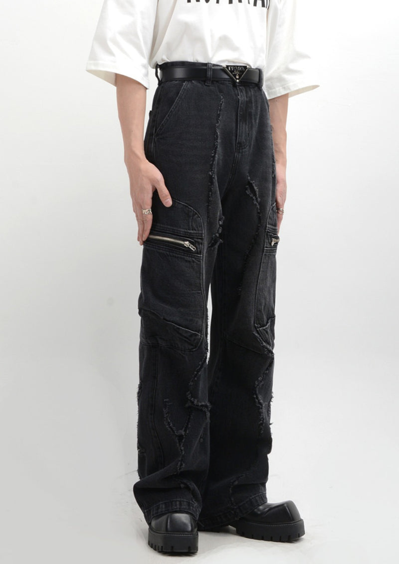 distressed wide denim pants nc0052