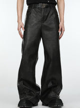 leather blocking loose pants nc0062