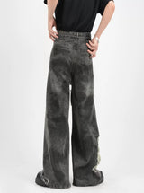 retro distressed flare denim pants nc0086