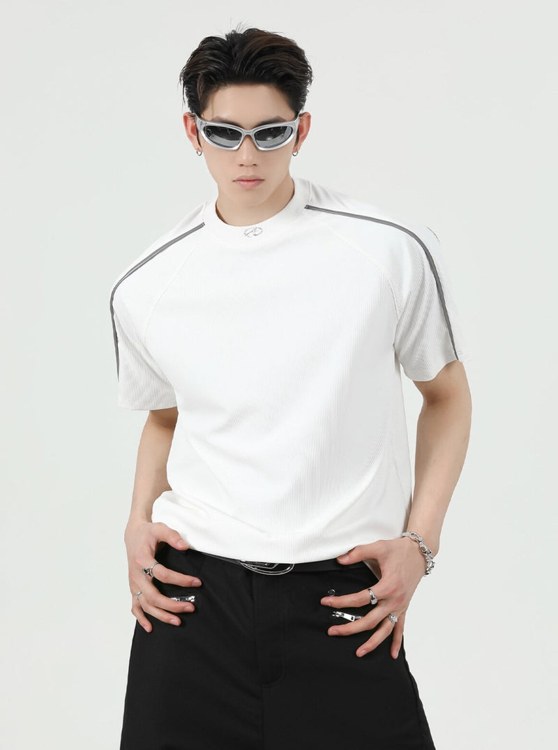 splicing high neck T-shirt nc0067