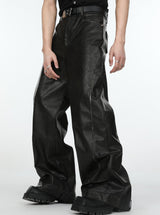 leather blocking loose pants nc0062