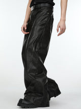 leather blocking loose pants nc0062