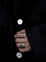 icon layered silver ring nc0128