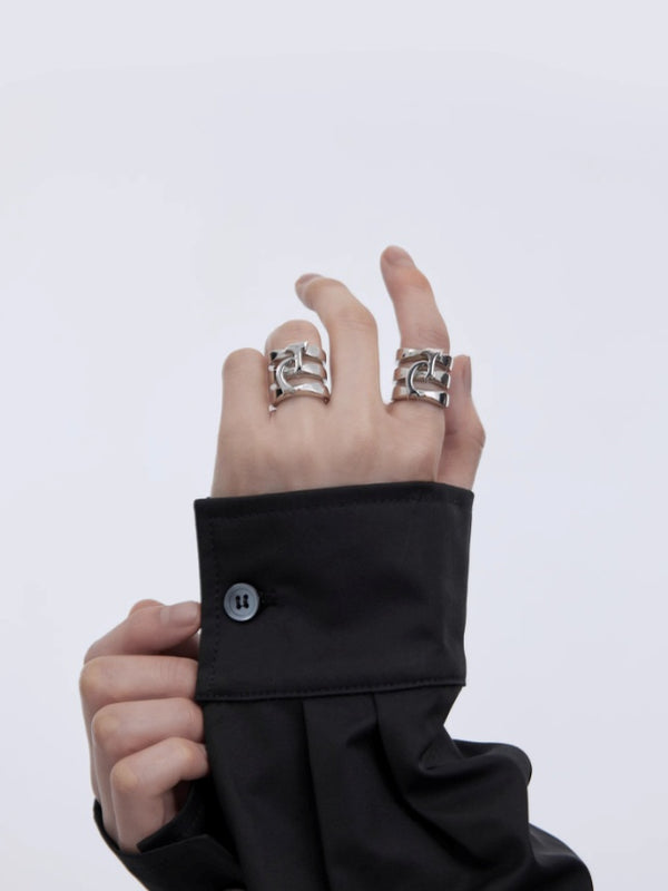 icon layered silver ring nc0128