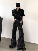 washed fringe denim pants nc0092