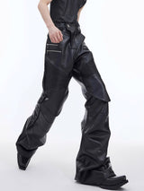 leather punk micro flare pants nc0120