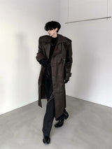 high end leather long coat nc0102