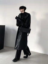 high end leather long coat nc0102