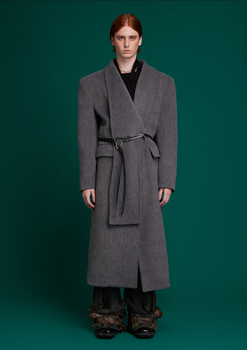 high end metal buckle wool coat nc0244