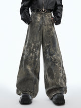 vintage splash distressed denim pants nc0165