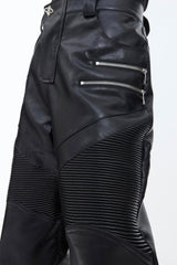 leather punk micro flare pants nc0120