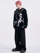 rope design monochrome zip-up knit nc0219