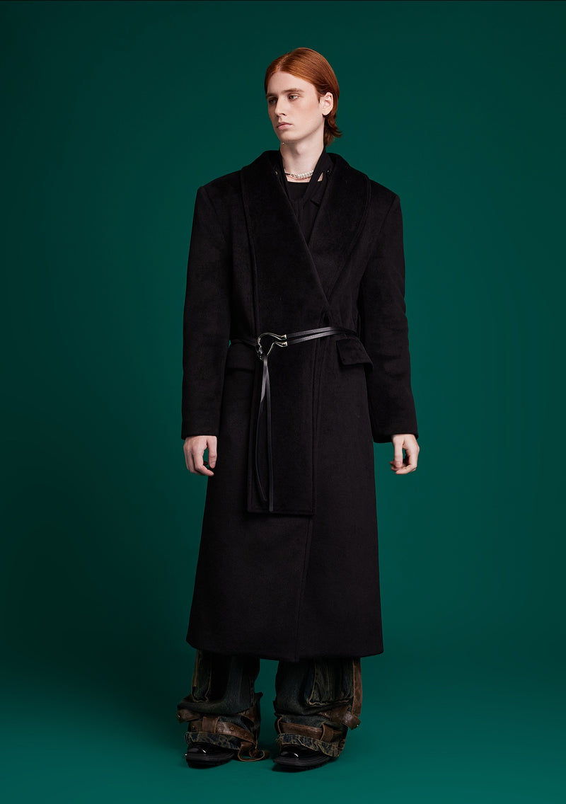 high end metal buckle wool coat nc0244