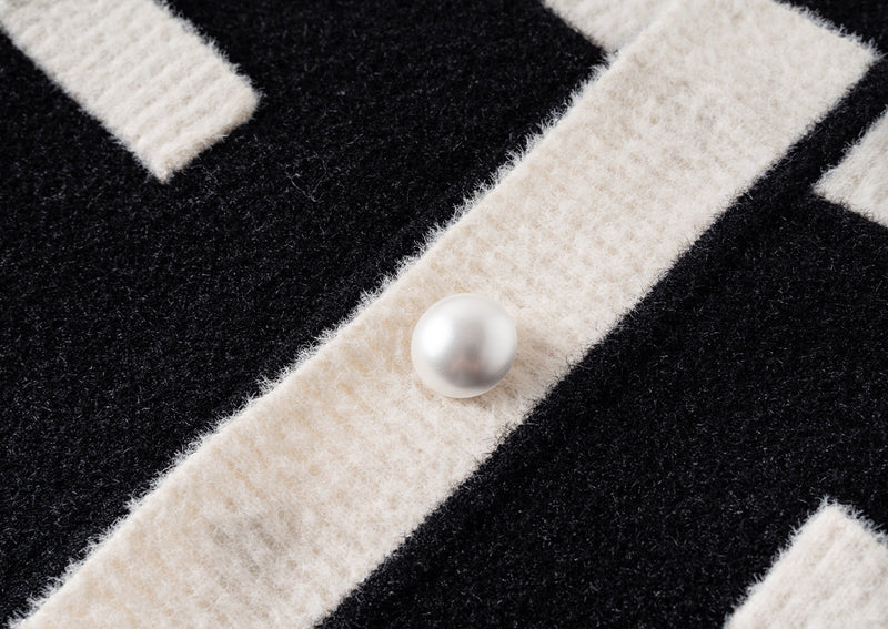 bicolor classic pearl cardigan nc0137