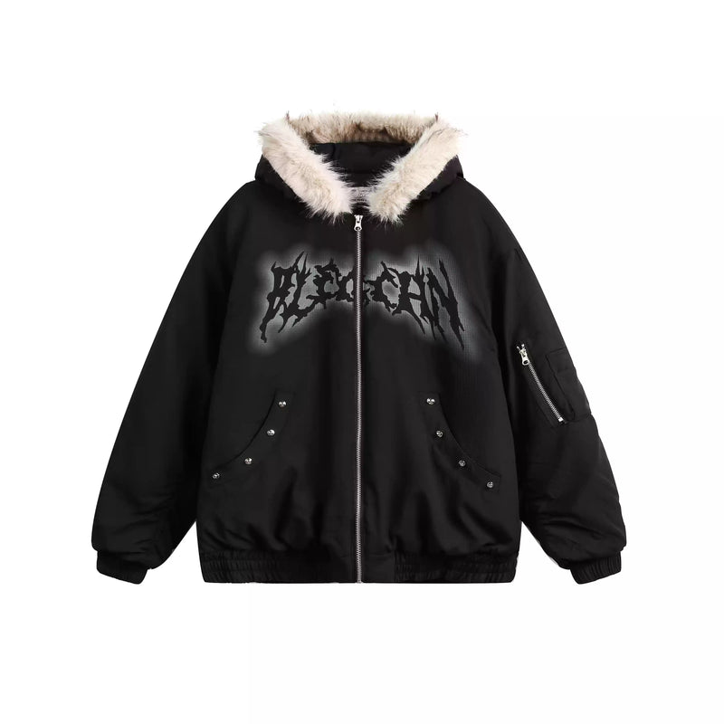 nuance logo fur zip up jacket nc0194