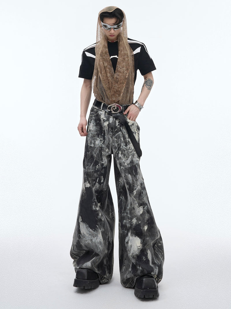 wax paint loose denim pants nc0130