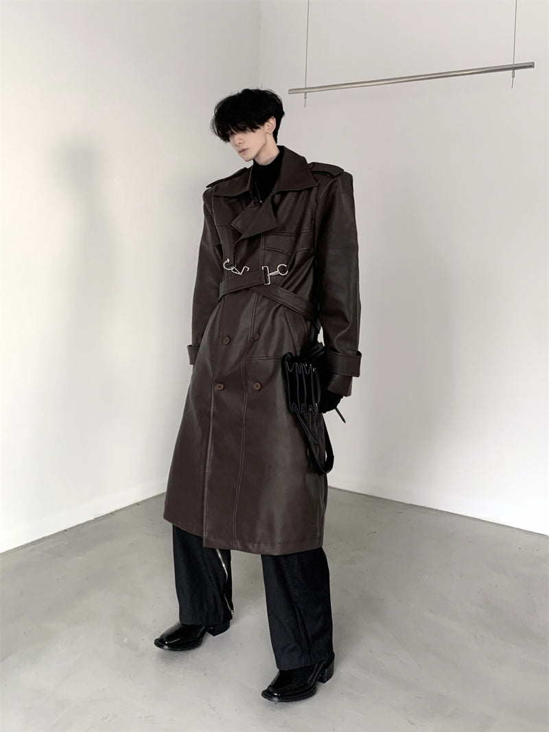 high end leather long coat nc0102