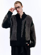 stand collar fur touch knit nc0144