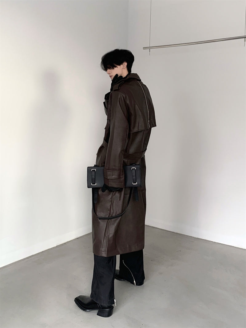 high end leather long coat nc0102