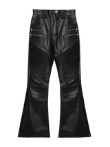 leather punk micro flare pants nc0120