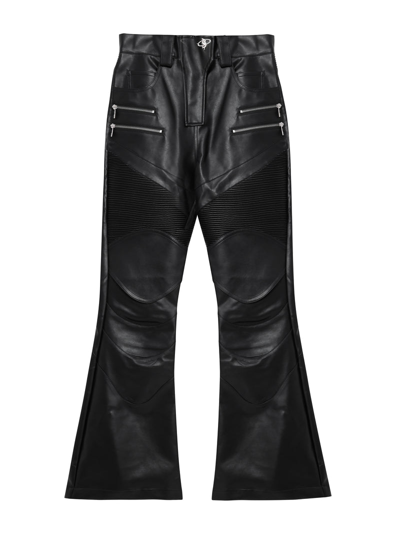 leather punk micro flare pants nc0120