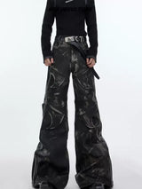 deconstructed flared leather pants nc0117